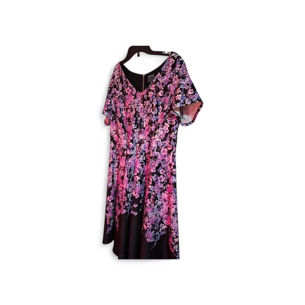 Gabby Skye Floral Asymmetrical Dress in Pink and Purple
